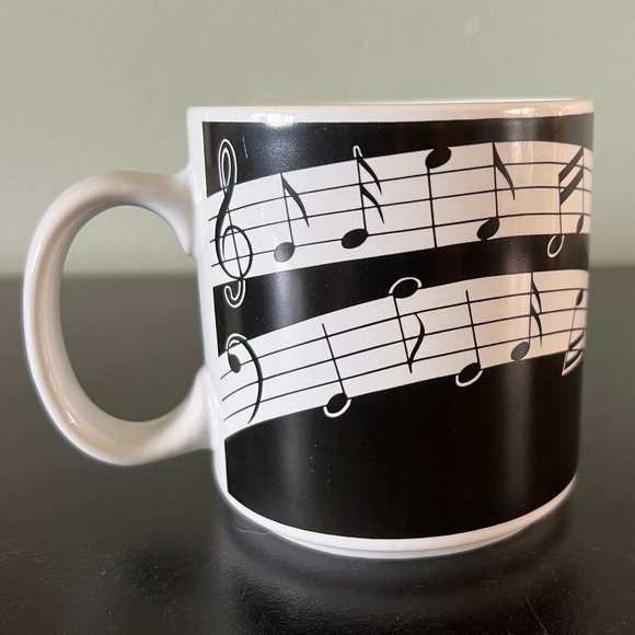 Vintage Russ Berrie & Co Musical Notes Ceramic Mug ~ Music ~ Band ~ Orchestra - Picture 1 of 3